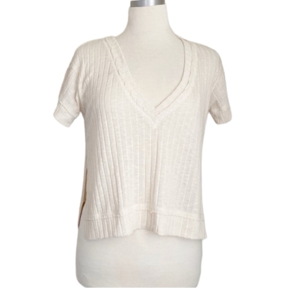 FP Beach Short Sleeve Ribbed V Neck Sz XS Free People